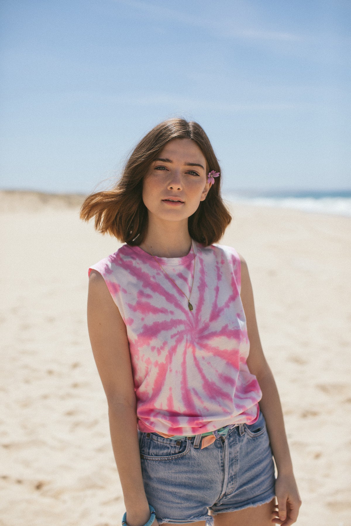 Tie & Dye sleeveless t-shirt Pink