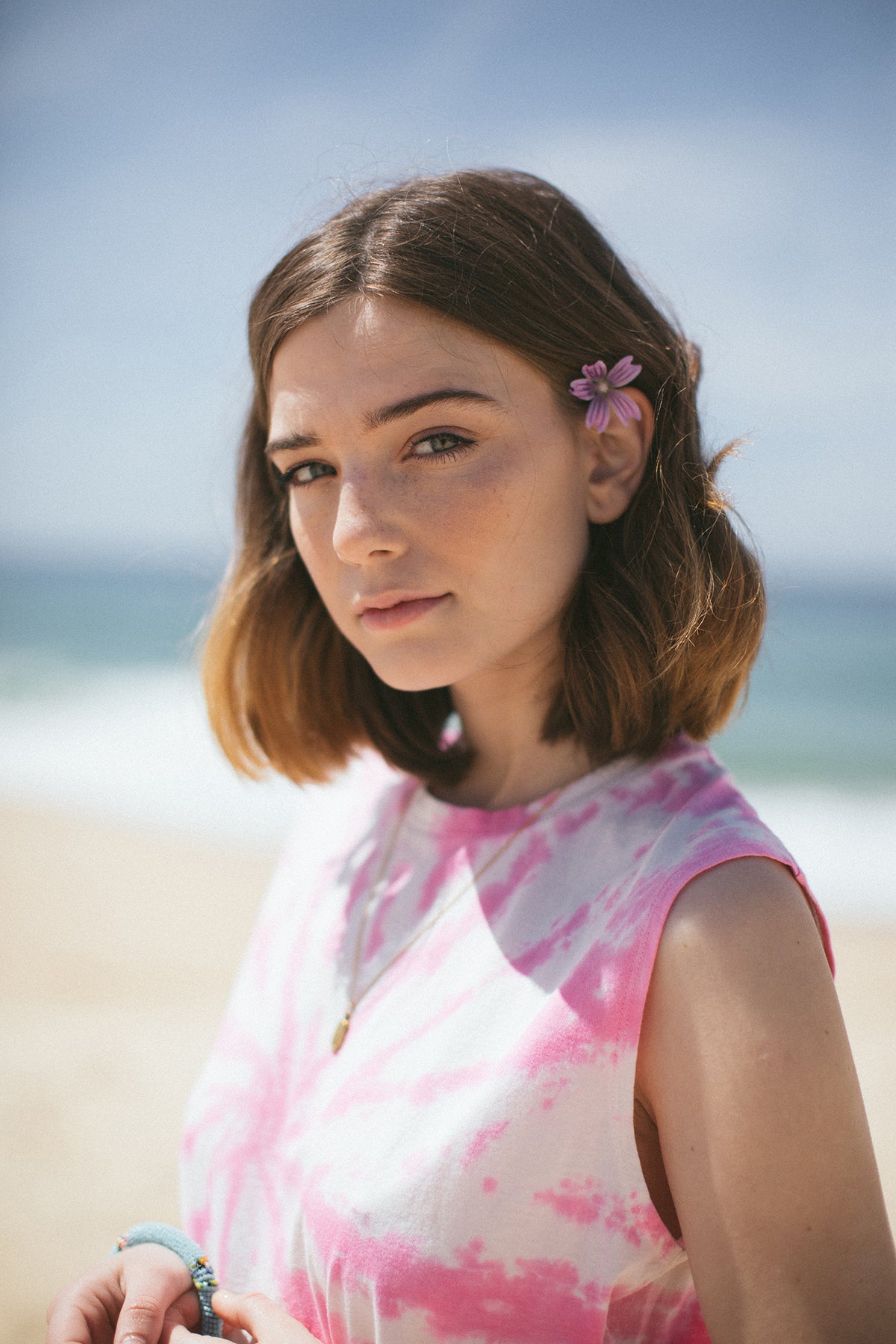 Tie & Dye sleeveless t-shirt Pink