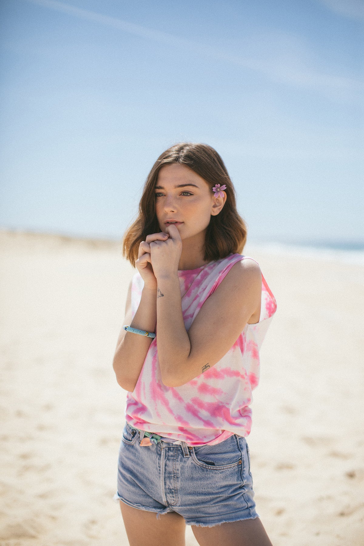 Tie & Dye sleeveless t-shirt Pink