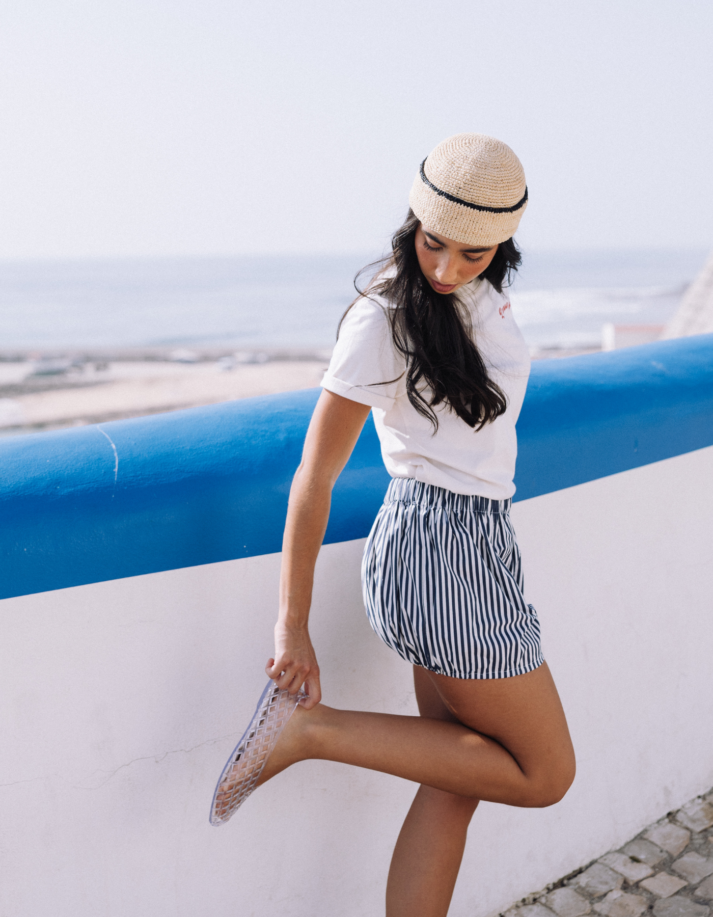 Riviera balloon shorts blue stripes