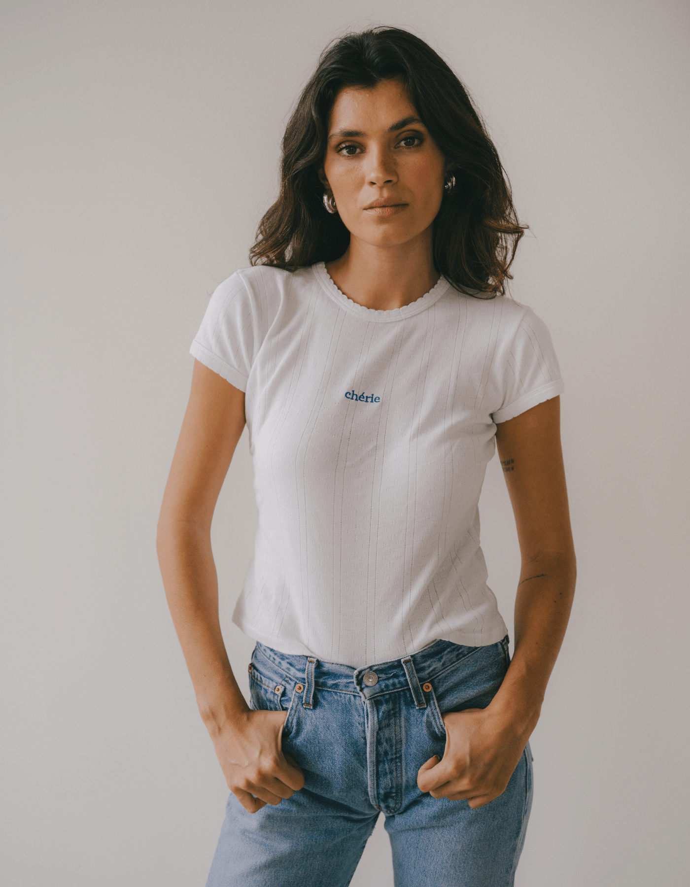 Chérie Baby Tee in Pointelle - Le Mot